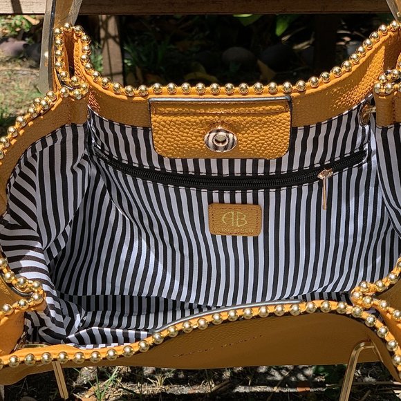 BRAND NEW Alexis Bendel bag/purse, Faux vegan leather, cognac/tan/yellow color - Picture 2 of 2